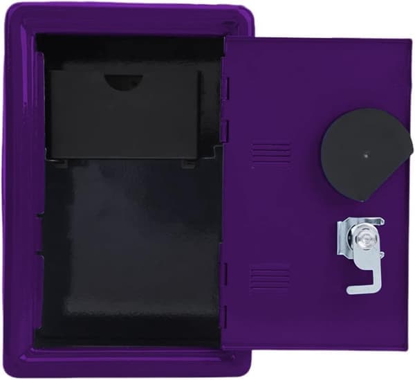 Children's Coin Box, Creative Lockable Mini Metal Safe, Household Storage Jar for Change, Desk Storage Box (Purple)