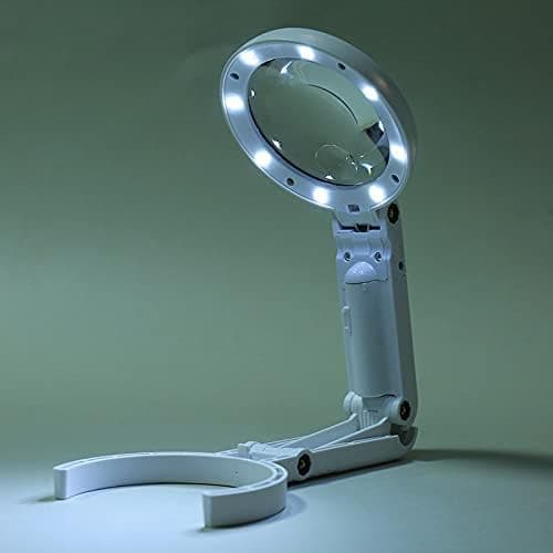 Magnifying Desk Lamp, 5X/11X Foldable Magnifying Lamp USB Powered, with 8 LED Lights, for Reading, Hobbies, Jewelry, Crafts or Workbench (Ho)