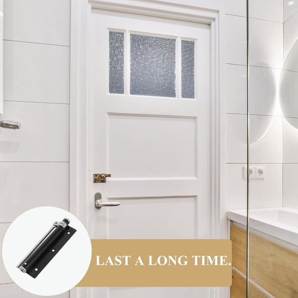 Soft-Closing Door Closer Spring Lightweight 3-Hole Door Rebound Hinge for Home and Kitchen Black