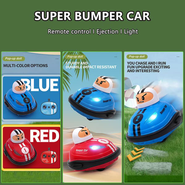 1 sett med slow-down bumper car leker mini fjernkontroll katapultbil med fjernkontroll USB-lading