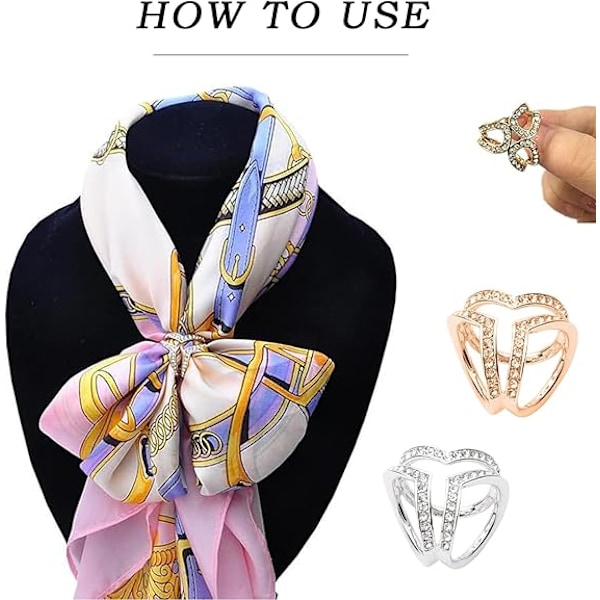 2 stk Sjalring, Treringer Innlagt Silke Sjal Klemmer Sjalring Skjerf Spenne Sjal Wrap Holder Klemme Silke Sjal Spenne