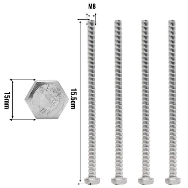 4 kpl M8 kuusiokoloruuvi 4 kpl 150mm