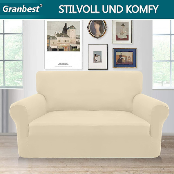 Stretch Sofa Trekk 2-seter, Myk Mikrofiber Sofa Trekk, Sklisikkert Sofa Trekk, Spandex Sofa Trekk, Møbelbeskyttelse For Hunder, Kjæledyr (2-seter, Bei