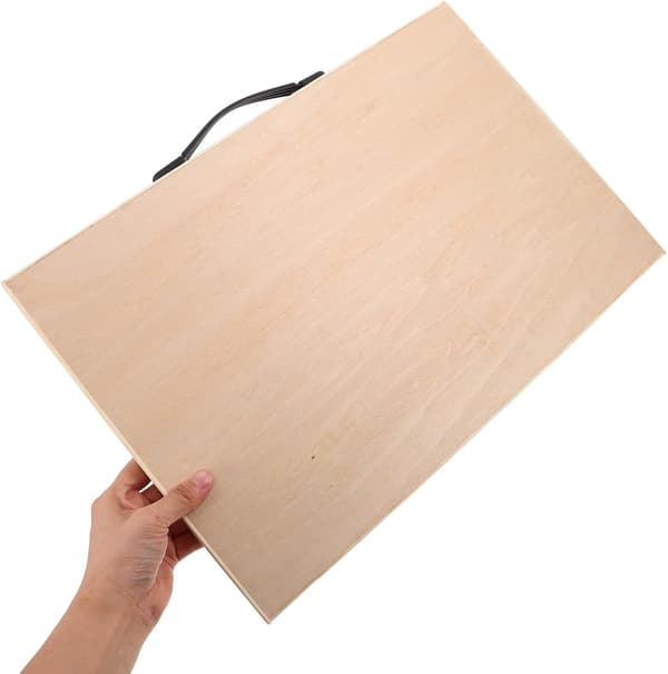 Solid Wood Drawing Board with Metal Handle 8k Portable Sketch Board for Art Students Outdoor Use