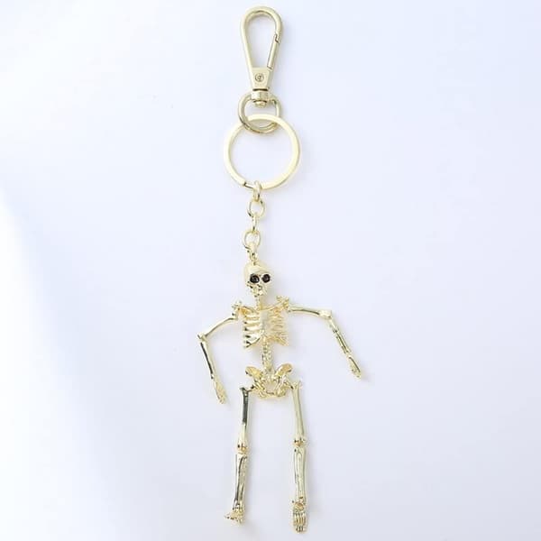 Dödskalle nyckelring, vikbar skeletthänge Bronze