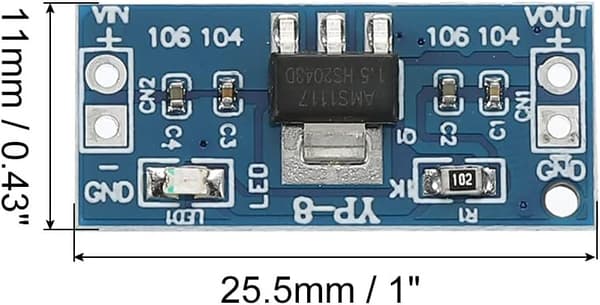DC-DC Buck Converter Spänningsregulator AMS1117 3-12V till 1.5V 0.8A Blå för Strömtransformatorer med Frekvensstift, 10-pack - Blå