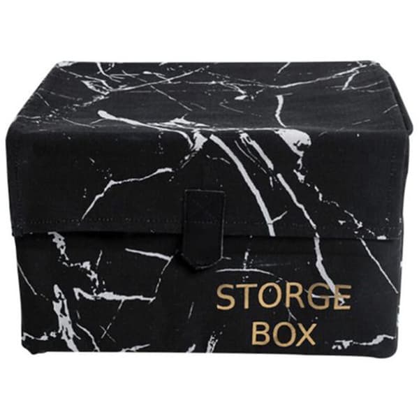 Marble Portable Storage Box Dustproof Storage Box Organizer with Holder Home Bathroom Accessories-Black