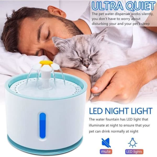 Katt- og hundefontene, vanndispenser for katter med LED-lys, 2,4L stor kapasitet vanndispenser for katter [57]