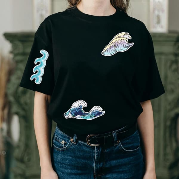 18PCS Havsvåg Strykmärken 18PCS röd Sea Wave