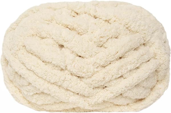 st Chunky Garn Chenille til Håndstrikning af Tæpper, Superblødt Stort Jumbo Tæppegarn (Beige)