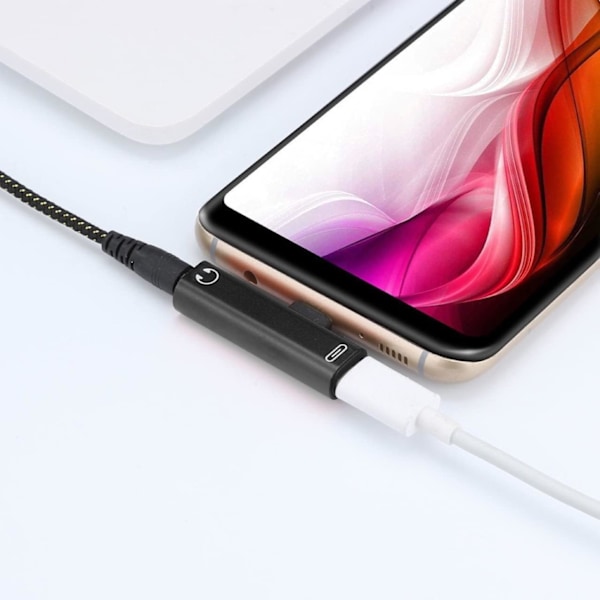 USB C til 3,5 mm Lydadapter, USB C Hovedtelefonadapter Lyd USB Type C 2 i 1 Ladekabel 3,5 mm AUX-stik til Huawei Xiaomi