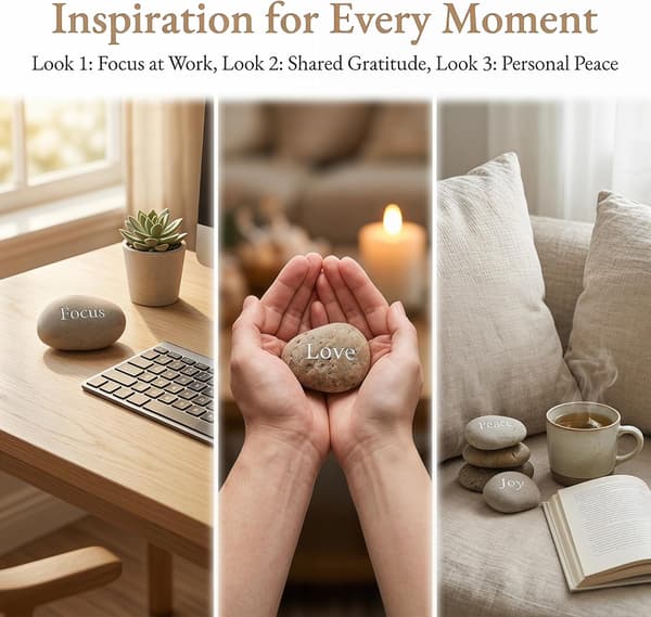 20-pack graverade inspirationsstenar med ord, 2-3 tum motiverande bönstenar