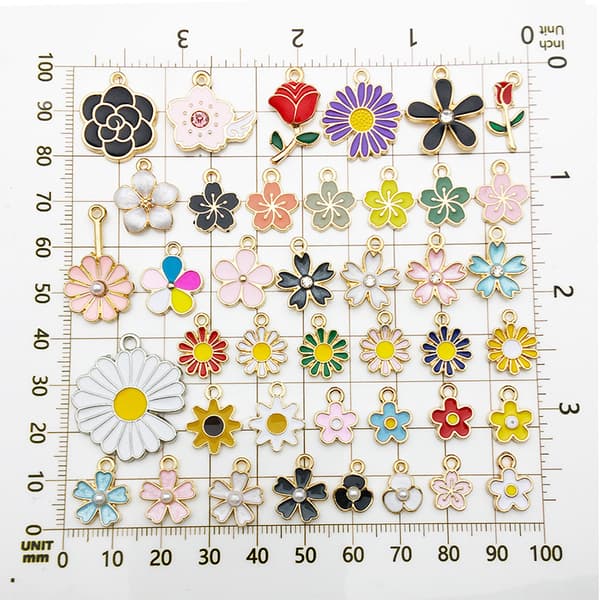 60 blomstercharms til øreringe og halskæder