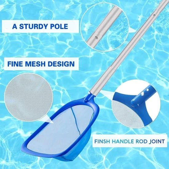 Pool Net with Telescopic Pole (187 cm) – Fine Mesh Pond Net with Brush – Pool Bottom Cleaning Set for Pools, Spas, Ponds, and Hot Tubs – Blue