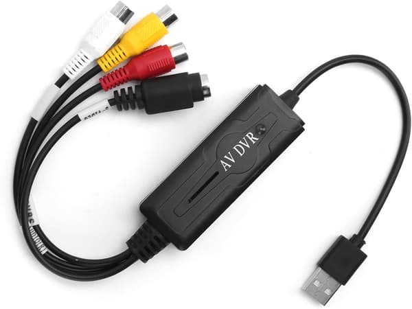 USB 2.0 Video Digital Converter Audio Video Capture Card Adapter for NTSC/PAL/SECAM, Støtter WIN10