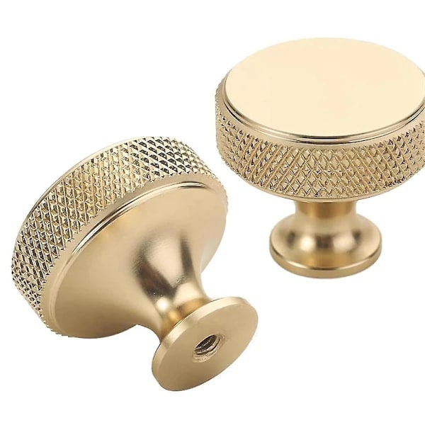 10-pack 1.2 inch Brushed Gold Cabinet Knobs Knurled Kitchen Knobs Gold Drawer Pulls Round Dresser Knobs