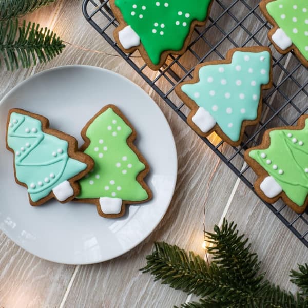 Juletræsforme, kageudstikkere, 5 dele, rustfrit stål, julekageudstikkersæt, bagekiks, fondantforme til jul