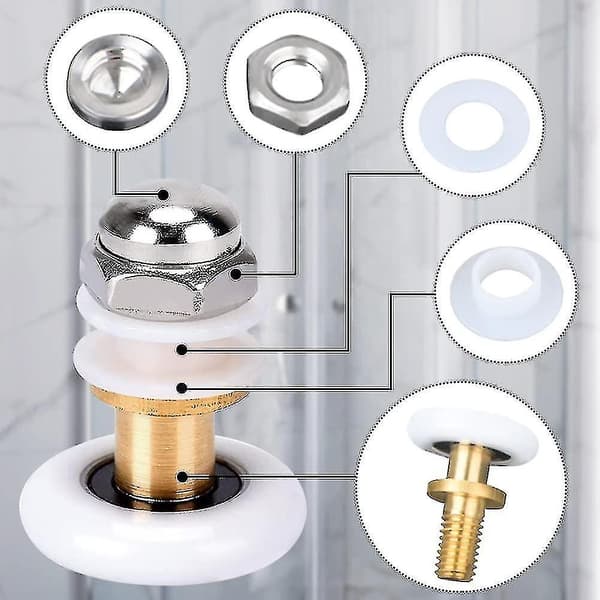 Shower Door Rollers 20mm Sliding Shower Doors Wheels Replacement For Shower Enclosure Bathroom 8pcs[GKS]
