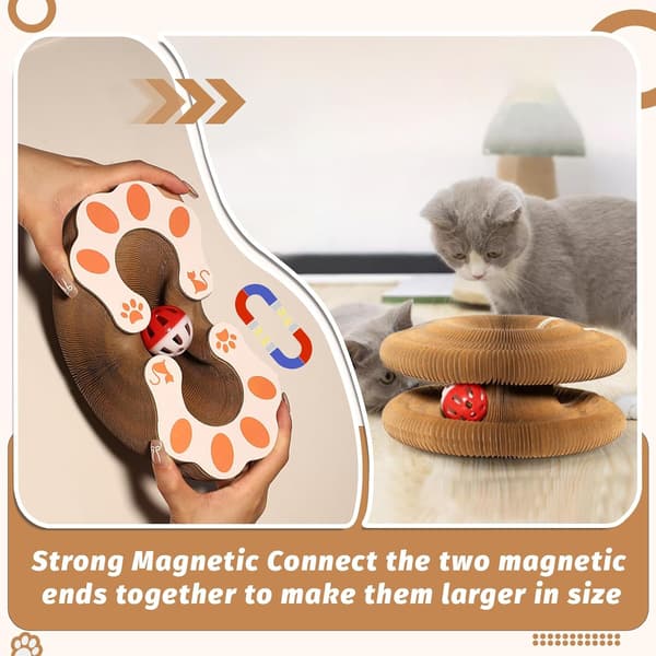 Sammenleggbar klorematte for katter med ball og bjelle – magnetisk design, flere spillmoduser