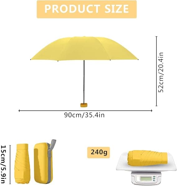 Compact Mini Umbrella Windproof Travel Umbrella with Storage Case Foldable Umbrella Lightweight Small Umbrella 14cm 90cm