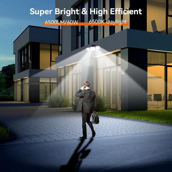 65W LED Solar Security Light Motion Detector Floodlight Outdoor, 6500LM, IP65 Waterproof, 6500K – Adjustable 3-Head Floodlight with Motion Detector