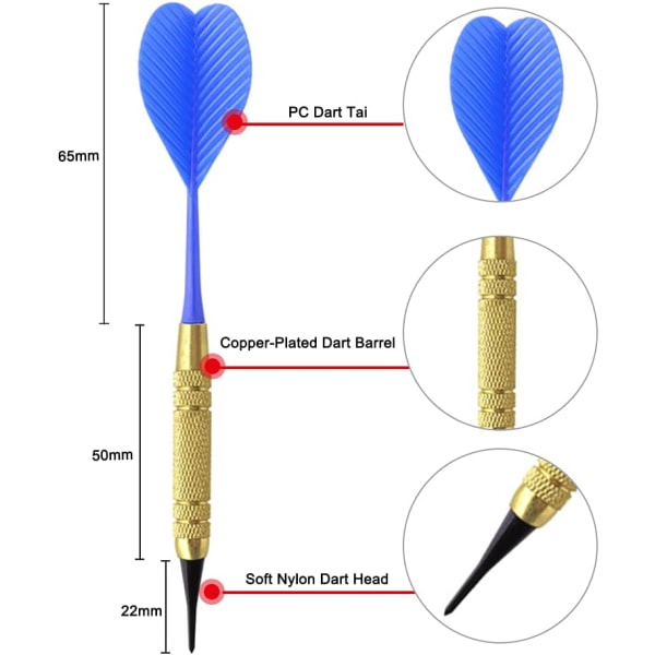 Plastic Tip, Darts for Electronic Target, 12 Soft Tip Darts for Electronic Dartboard, 18 Grams Dart, with 100 Tips