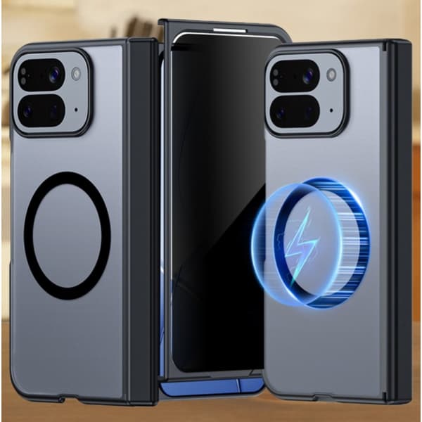 Google Pixel 10 Pro Fold Privacy Magnetic Case - Black PC Full Coverage with Built-in Screen Protector