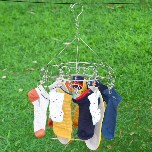 Sokketørkerpakke, roterende stativ i rustfritt stål for sokker Undertøy, undertøy, babyklær og småtøy