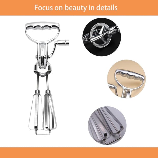 12\" Manual Egg Beater Efficient Hand-Powered Whisk for Whipping Cream, Eggs, and Batter.