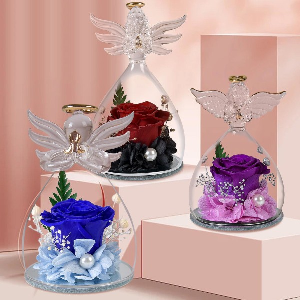 Angel Immortal Rose Glass Cover Christmas Valentinsdag Rose OrnamentsG G