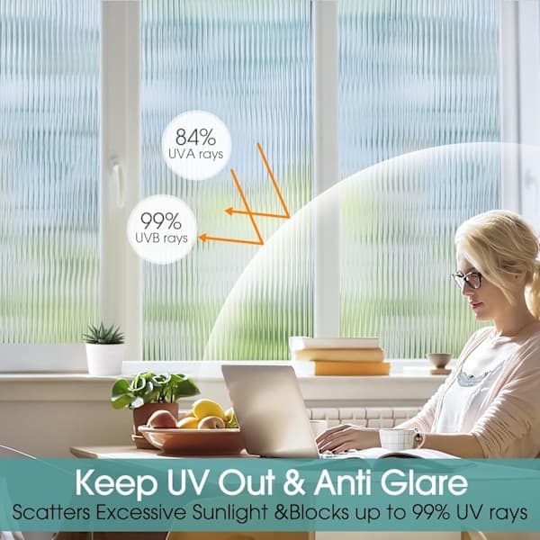 17.5x78.7 inch Fluted Window Film for Privacy 3D Decorative Fluted Window Decals[CM]
