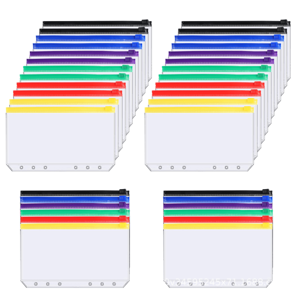 48 stk blandede farver A6 universal binder lomme elev notesbog binder PVC opbevaringstaske