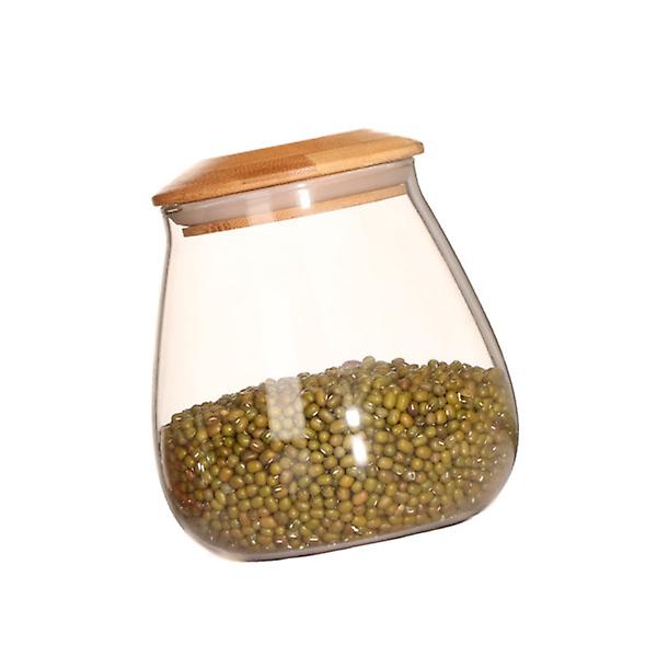 Glasskrukke i soppform, kornbeholder, forseglet matbeholder for løs te, kaffebønner (800 ml) 800 ml 8,5 * 8,5 * 12 cm 800ml 8.5*8.5*12cm