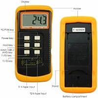 Typ K Termometer med 1300°C Termoelementsensor (°C, °F och K)