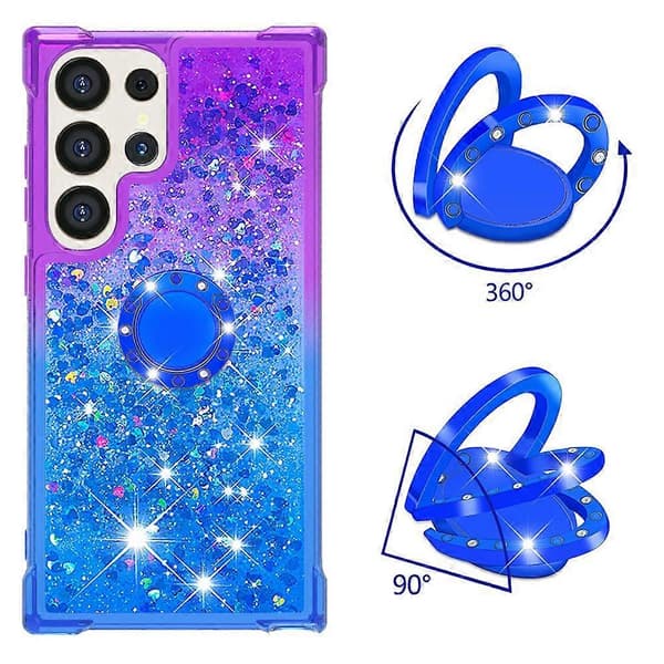 Til Samsung Galaxy S25 Ultra TPU-deksel med stativ Gradient Quicksand Støtsikker beskyttelse (lilla himmelblå)