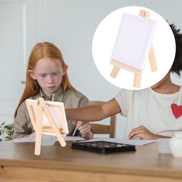 6 Sets Small Easel Stand Mini Wooden Easel Mini Art Canvas Small Wooden Easel Small Painting Canvas12.5X7.5cm