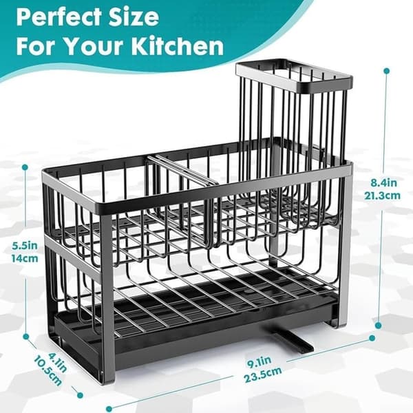 Stylish kitchen storage solution: a double sponge rack with a dedicated brush holder.