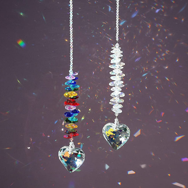 Krystaller Anheng Lysekrone Krystall Prismer Hengende Ornament Chakra Crystal Rainbow Maker Anheng, pakke med 2
