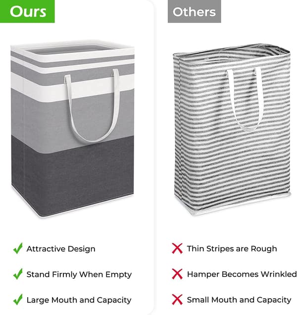75L Large Laundry Basket Bag - Waterproof, Freestanding Laundry Hamper - Foldable Tall Laundry Basket with Extended Handles for Clothes (Gradient Grey)