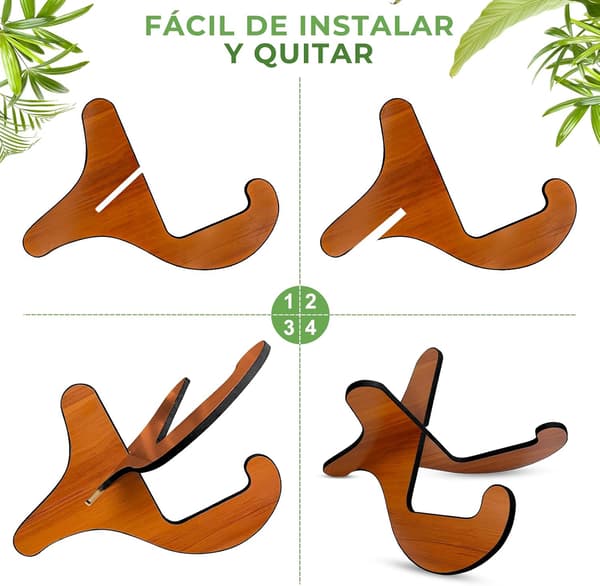 Gitarrställ, Träställ för Gitarr, Gitarrställ Golv, Portabelt Demonterbart Träställ för Ukulele, Mandolin, Banjo och Fiol