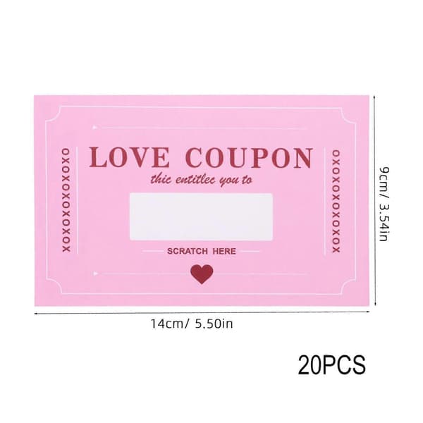 Skraplotter Kärlekskuponger för par 20-pack Alla hjärtans dag presentkort Romantisk rosa stil 20 st 20PCS