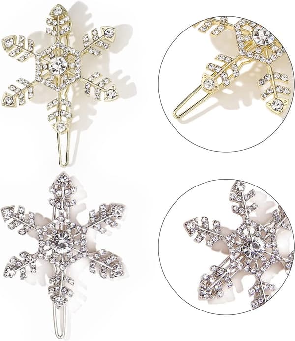 4 st Hårclips Silver Crystal Hårfästen Håraccessoarer Snöflinga Hårstift för Kvinnor och Flickor