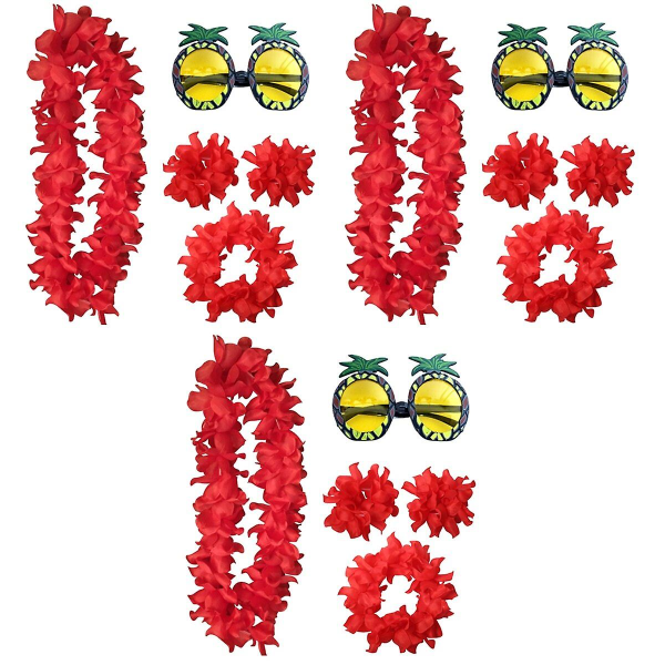 15 stk Hawaii Pineapple Eye Briller Morsomme Cosplay Briller Vakker Garland Flower Hodeplagg Armbånd 15 pcs 105*15cm