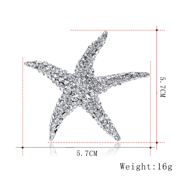 Sølv Rhinestone Søstjerne Broche Nål Dame Smykker