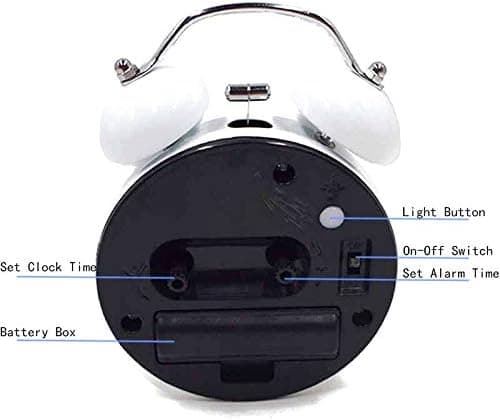 Cartoon Panda High Twin Bell Alarm Clock Silent Analog Quartz Nightlight Clock