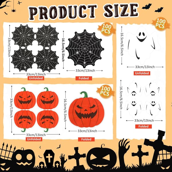 120 stk Halloween papirservietter, 13 x tommer