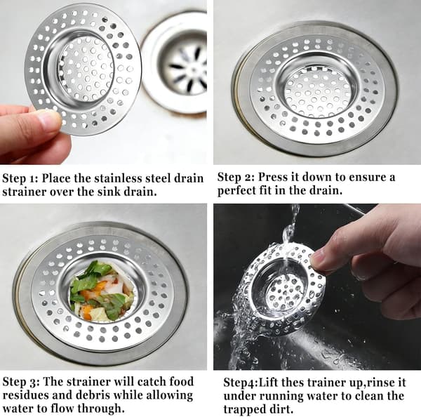 wxsp Vask i rustfrit stål, standard si-afløbsbeskytter, hår-/madopsamler til badeværelse, køkken, bruser (udvendig diameter 7,6 cm,