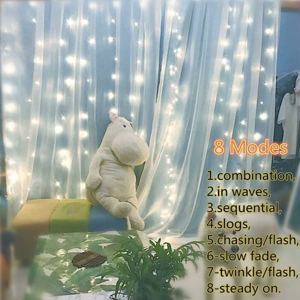 String Lights, USB Powered Fairy Lights for Bedroom Wall Party, 8 Modes and IP64 Waterproof Wedding Decoration, White