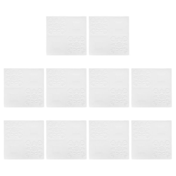 10 kpl 3d Art -seinäpaneelit Ihanat viljaseinätarrat Hienot liimakuvatValkoiset35X35X0,3CM White 35X35X0.3CM