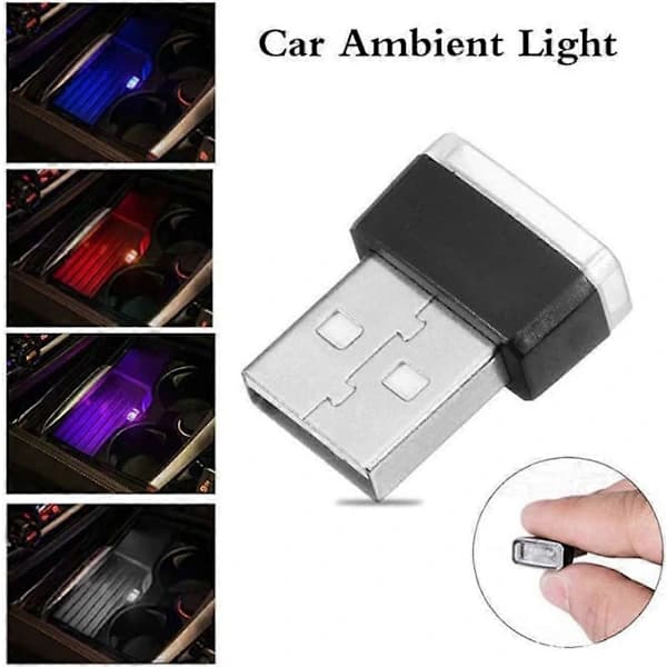 USB LED Bil Interiør Atmosfærelamper, 7-pakning Plug-in 5V Universal Mini LED USB-lamper for Bil Interiør Bagasjerom.